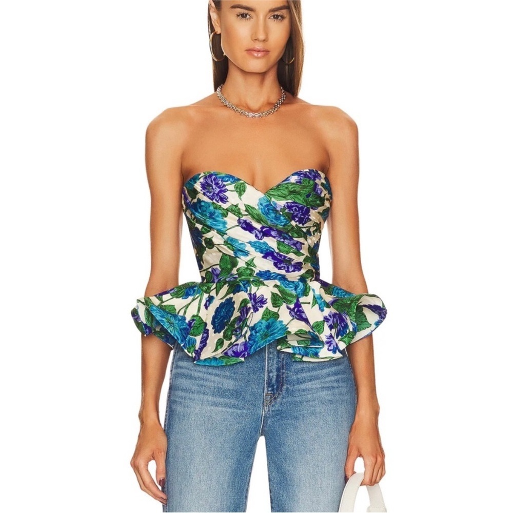 Ronny Kobo silk blend peplum top NWT